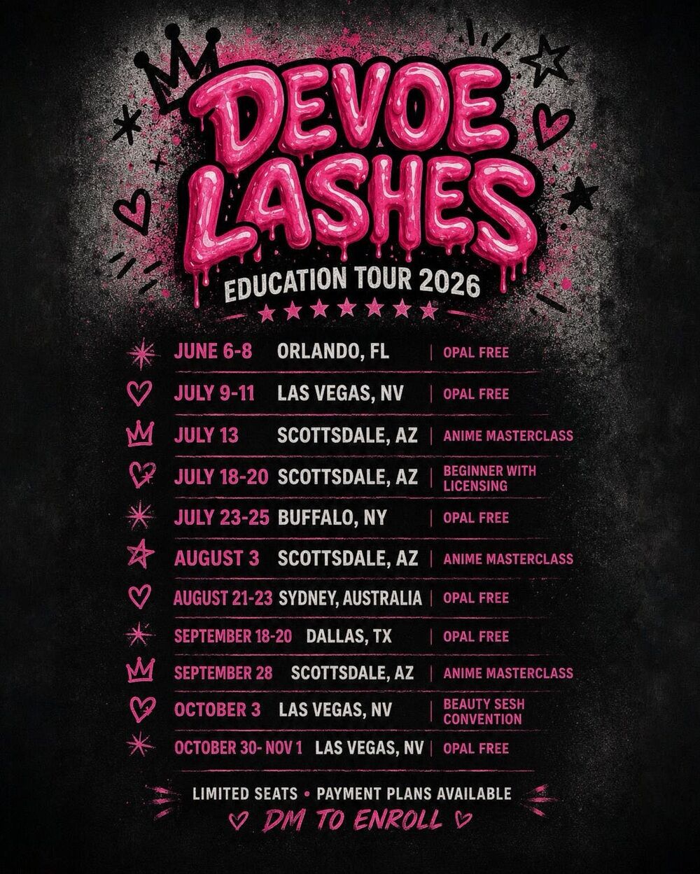 De Voe Lashes Education Tour 2026 poster