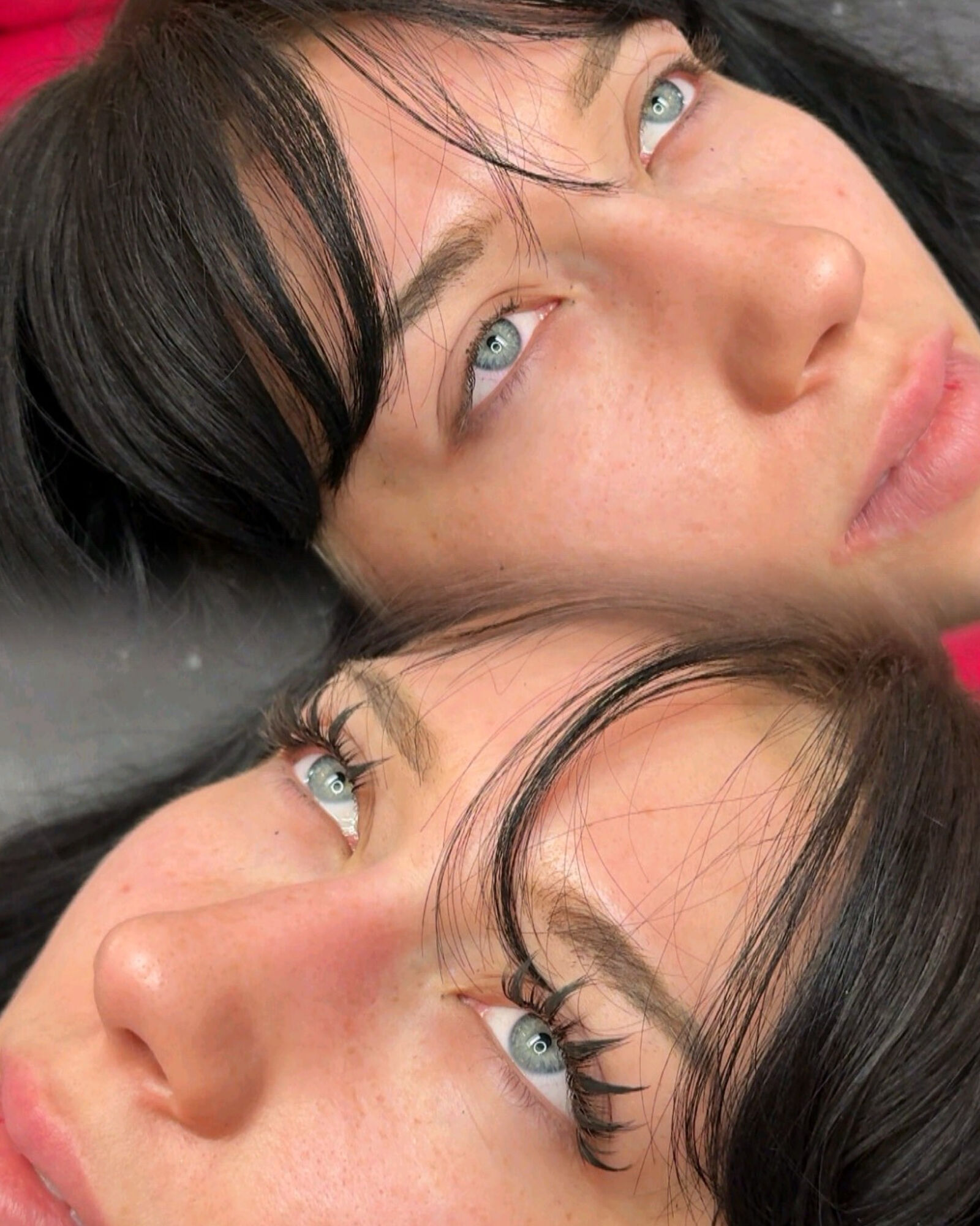 Two clients with soft wispy lash sets
